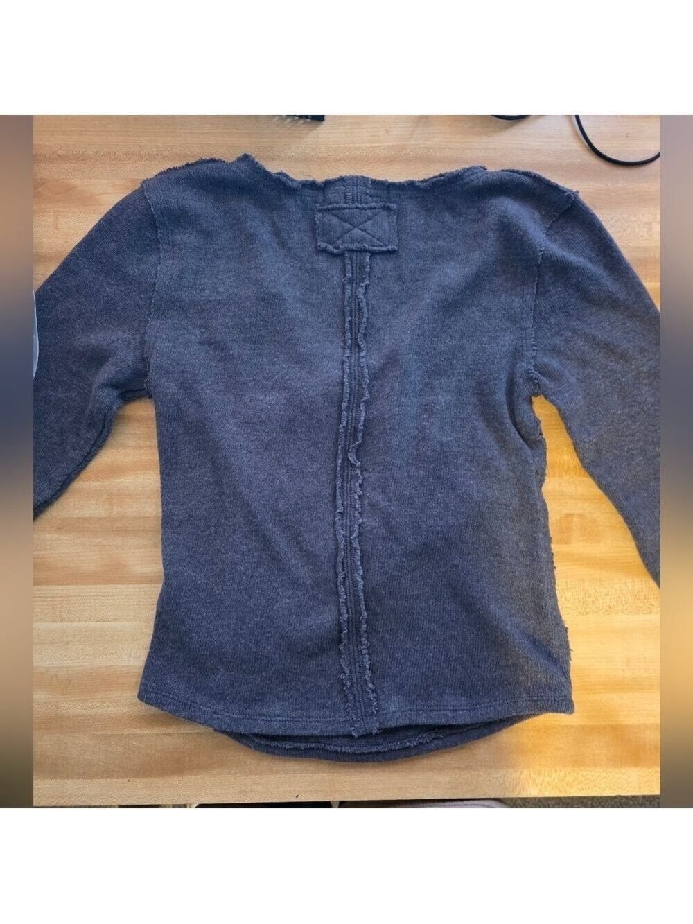 We The Free Charcoal V Neck Long Sleeve Top Medium #SW11 - Picture 6 of 13
